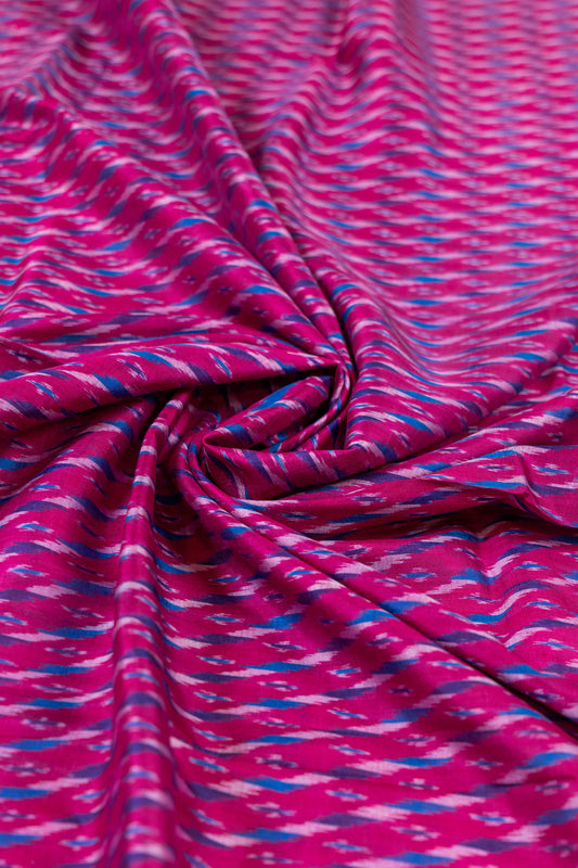 Aashna~ Magenta Pink & Teal Blue Pochampally Pure Silk Saree