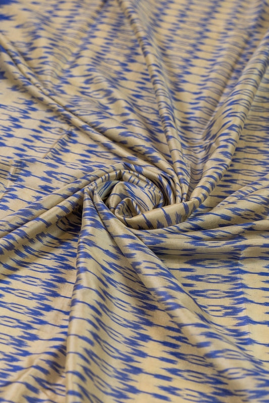 Aashika~ Cream & Blue Pochampally Pure Silk Saree