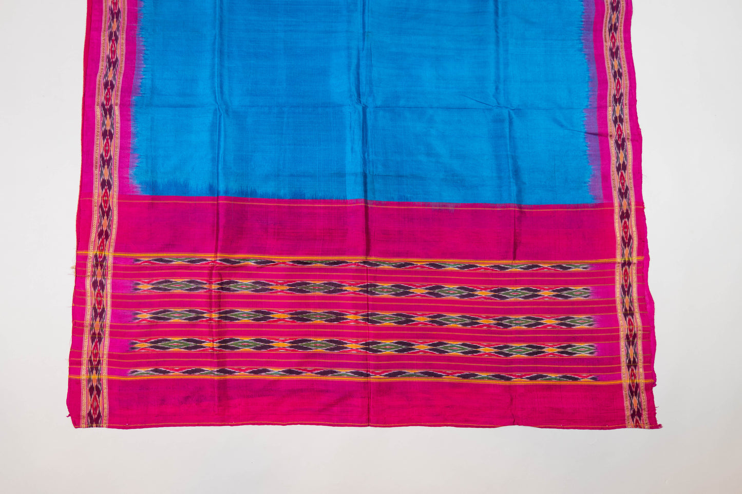 Aarna~ Turquoise Blue & Pink Pochampally Pure Silk Saree