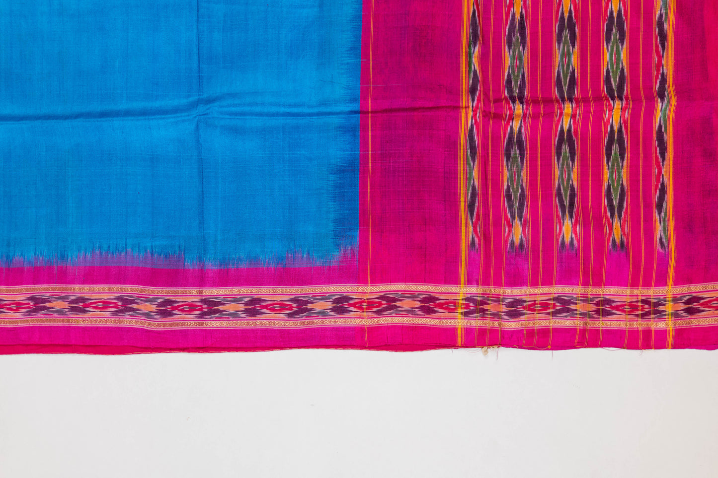 Aarna~ Turquoise Blue & Pink Pochampally Pure Silk Saree