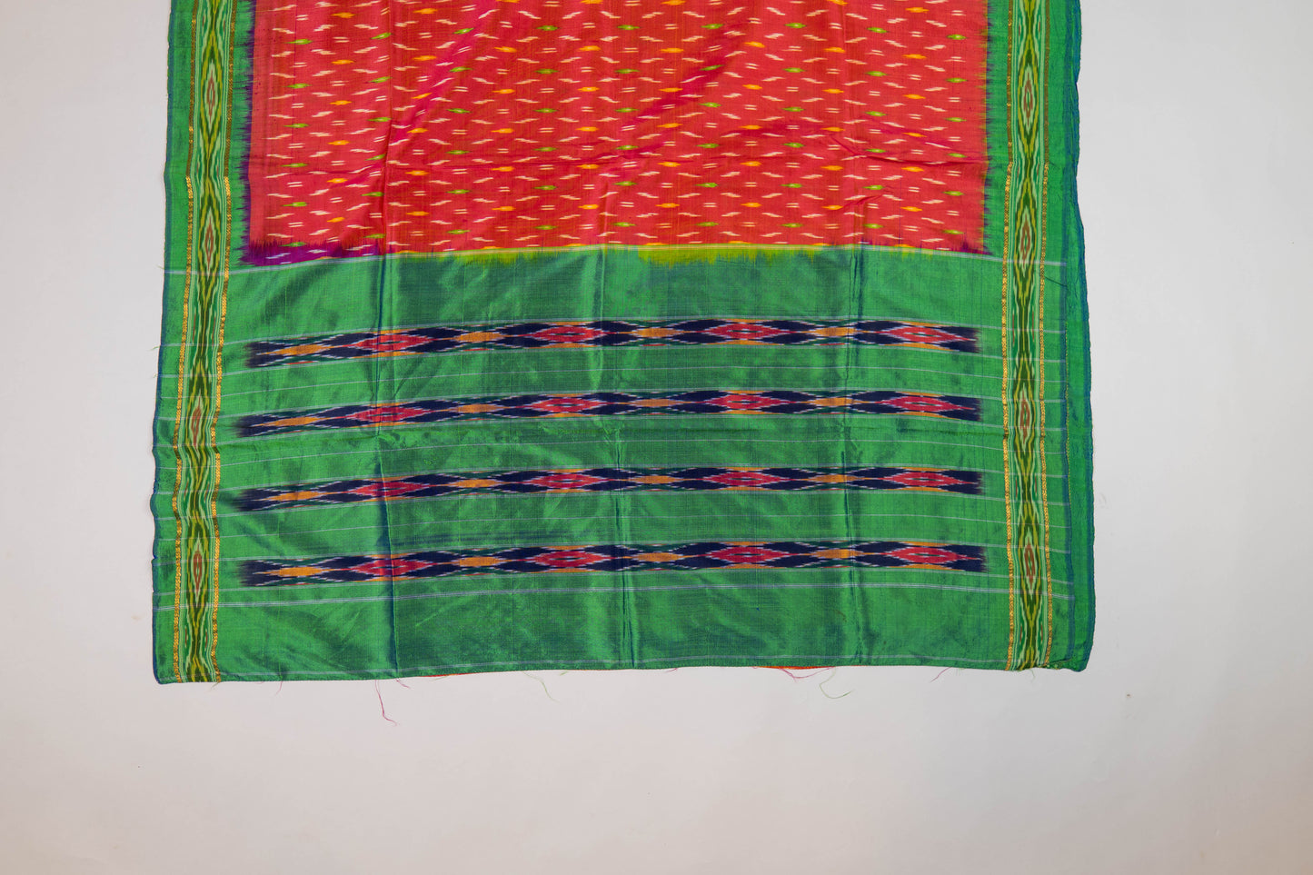 Aadwita~ Cerise Pink & Greenish Blue Pochampally Pure Silk Saree