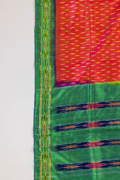 Aadwita~ Cerise Pink & Greenish Blue Pochampally Pure Silk Saree
