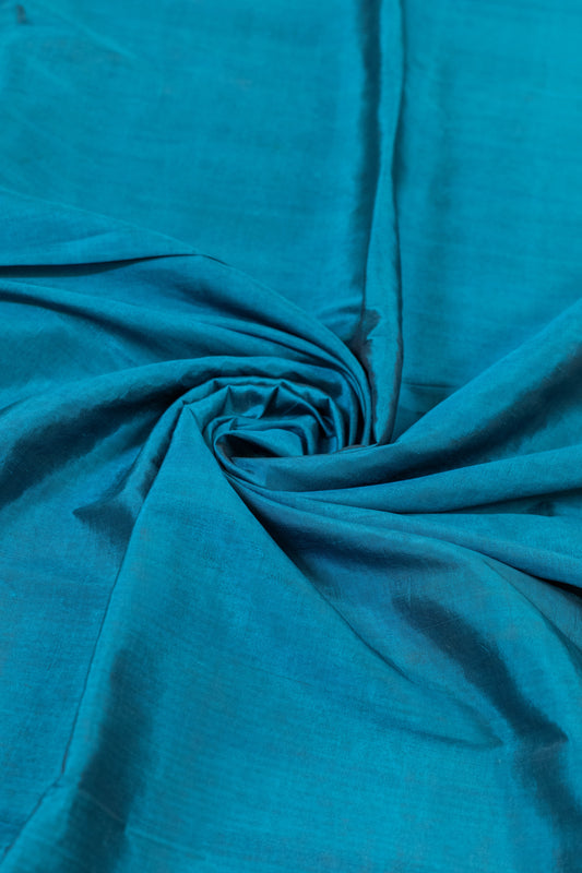 Aarini~ Turquoise & White Single Ikkat Pure Silk Saree