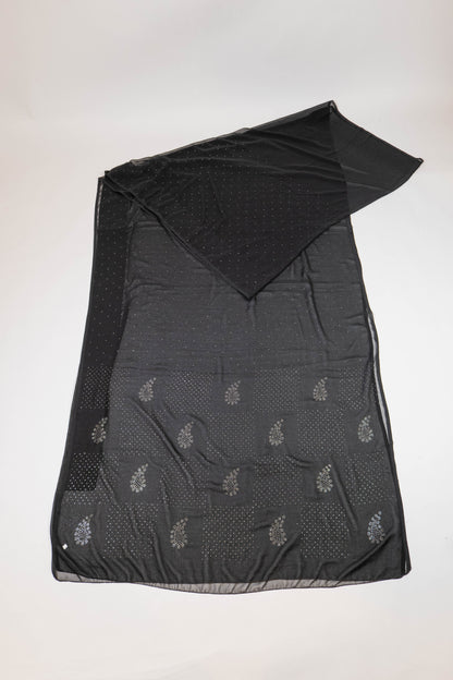 Prithvi~ Black Georgette Muqaish Embroidered Saree