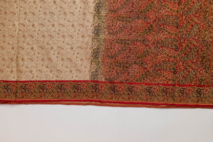 Mayur~ Valkalam Off White Maroon Pure Silk Saree