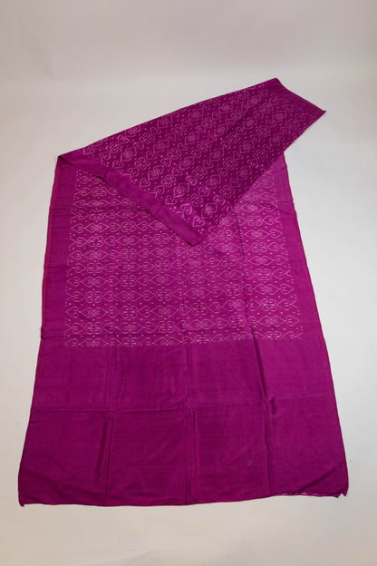 Chanda~ Magenta Pink & White Single Ikkat Pure Silk Saree
