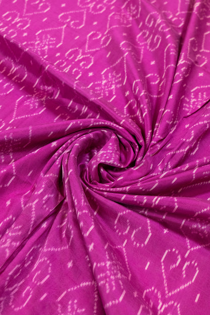 Chanda~ Magenta Pink & White Single Ikkat Pure Silk Saree