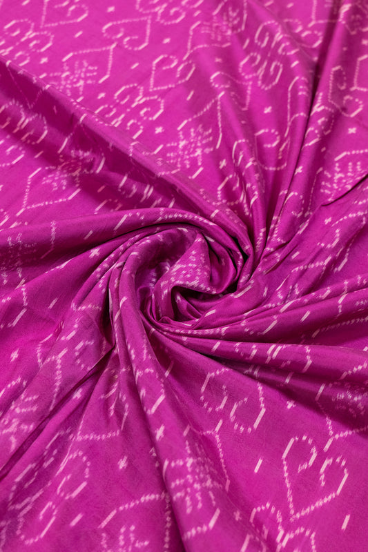 Chanda~ Magenta Pink & White Single Ikkat Pure Silk Saree