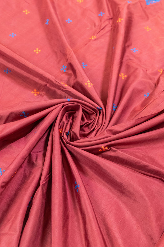 Dipa~ Vermillion & Maroon Zero Zari Korvai Pure Silk Kanjivaram Saree