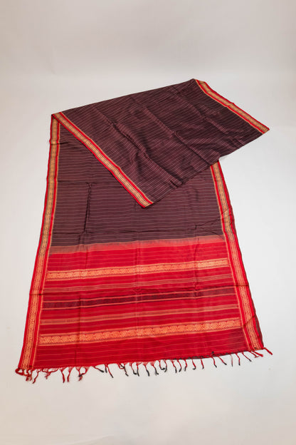 Aarti~ Vermillion & Maroon Korvai Kanjivaram