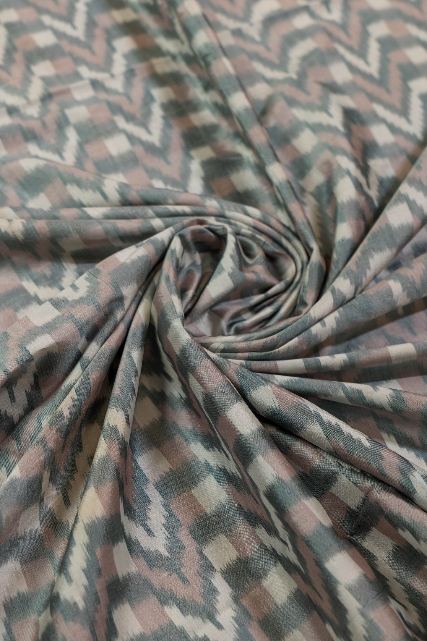 Anjana~ Grey, Brown & White Single Ikkat Pure Silk Saree