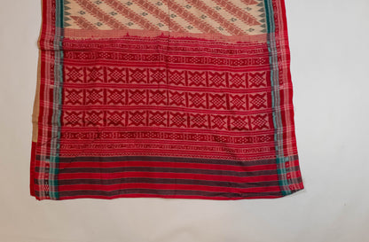Amrusha~ Red & Beige Pure Cotton Odissa Saree