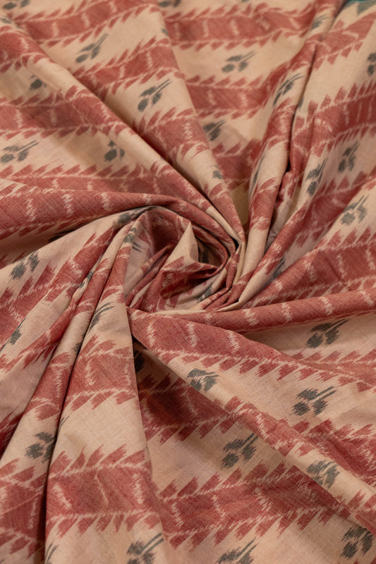 Amrusha~ Red & Beige Pure Cotton Odissa Saree