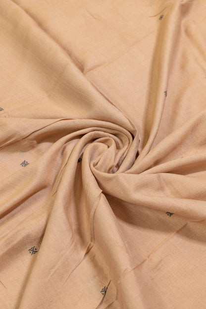 Amba~ Beige & Black Khadi Cotton Saree from Vidarbha