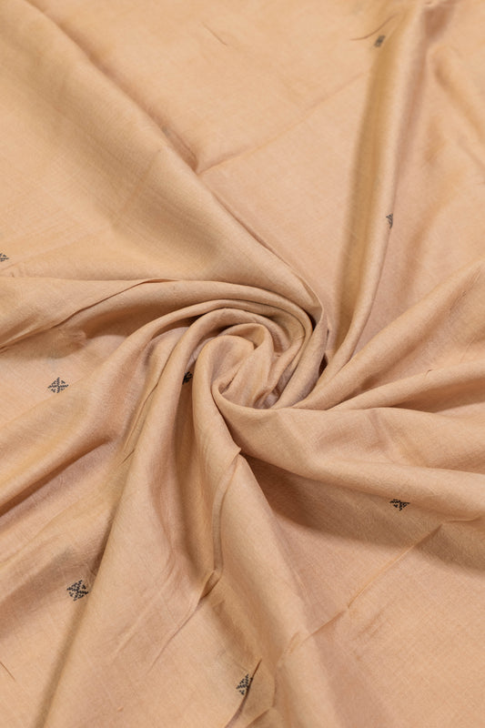Amba~ Beige & Black Khadi Cotton Saree from Vidarbha