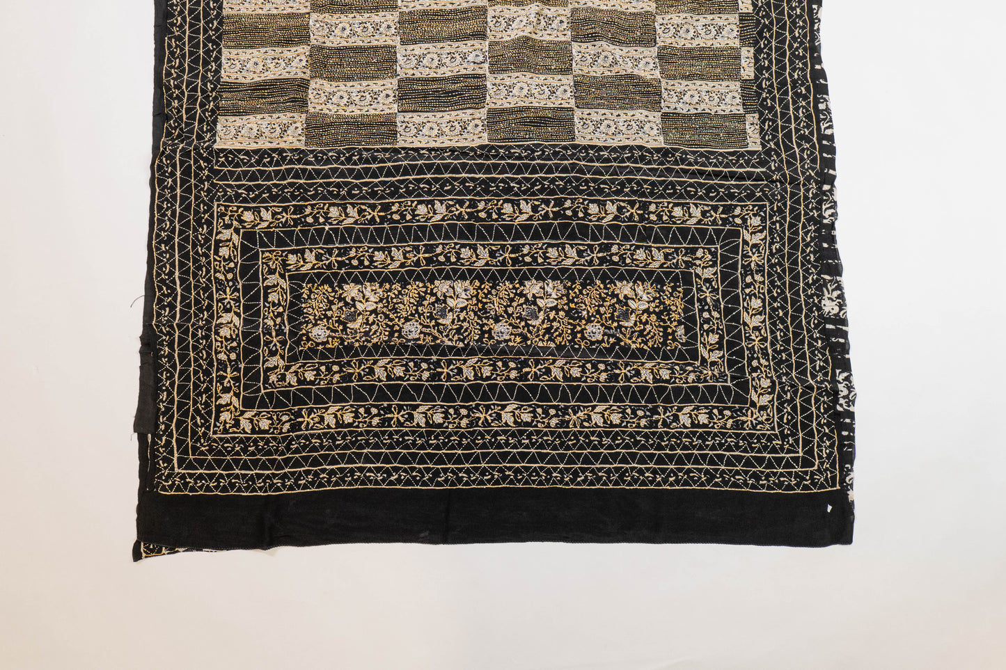 Alpa~ Pure Crepe Silk Kantha Saree with Attached Blouse