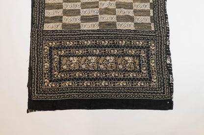 Alpa~ Pure Crepe Silk Kantha Saree with Attached Blouse