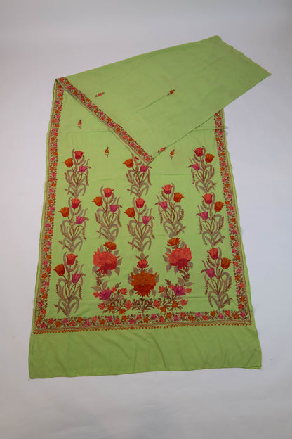 Hariyali~ Crepe Silk Saree with Aaree Work – Jammu & Kashmir