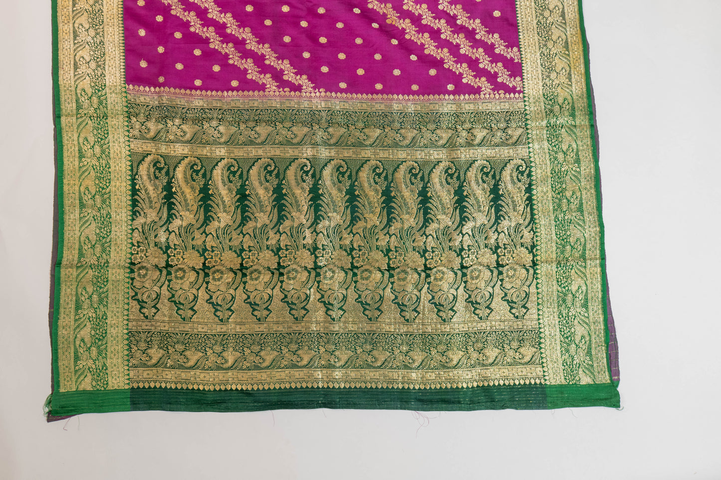 Shavarnaye~Magenta Green Banarsee Saree