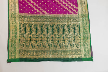 Shavarnaye~Magenta Green Banarsee Saree