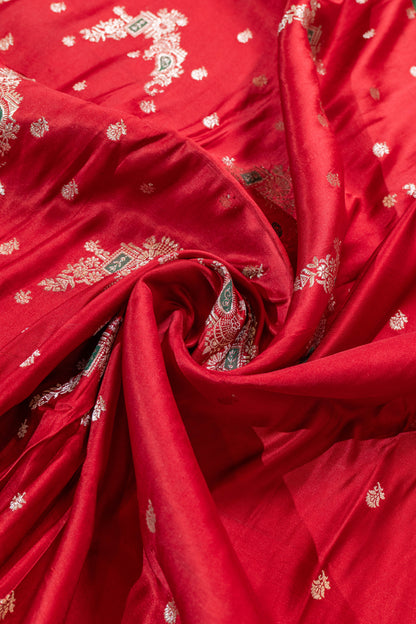 Durgsaadhini~Roli Maroon Green Banarsee Saree