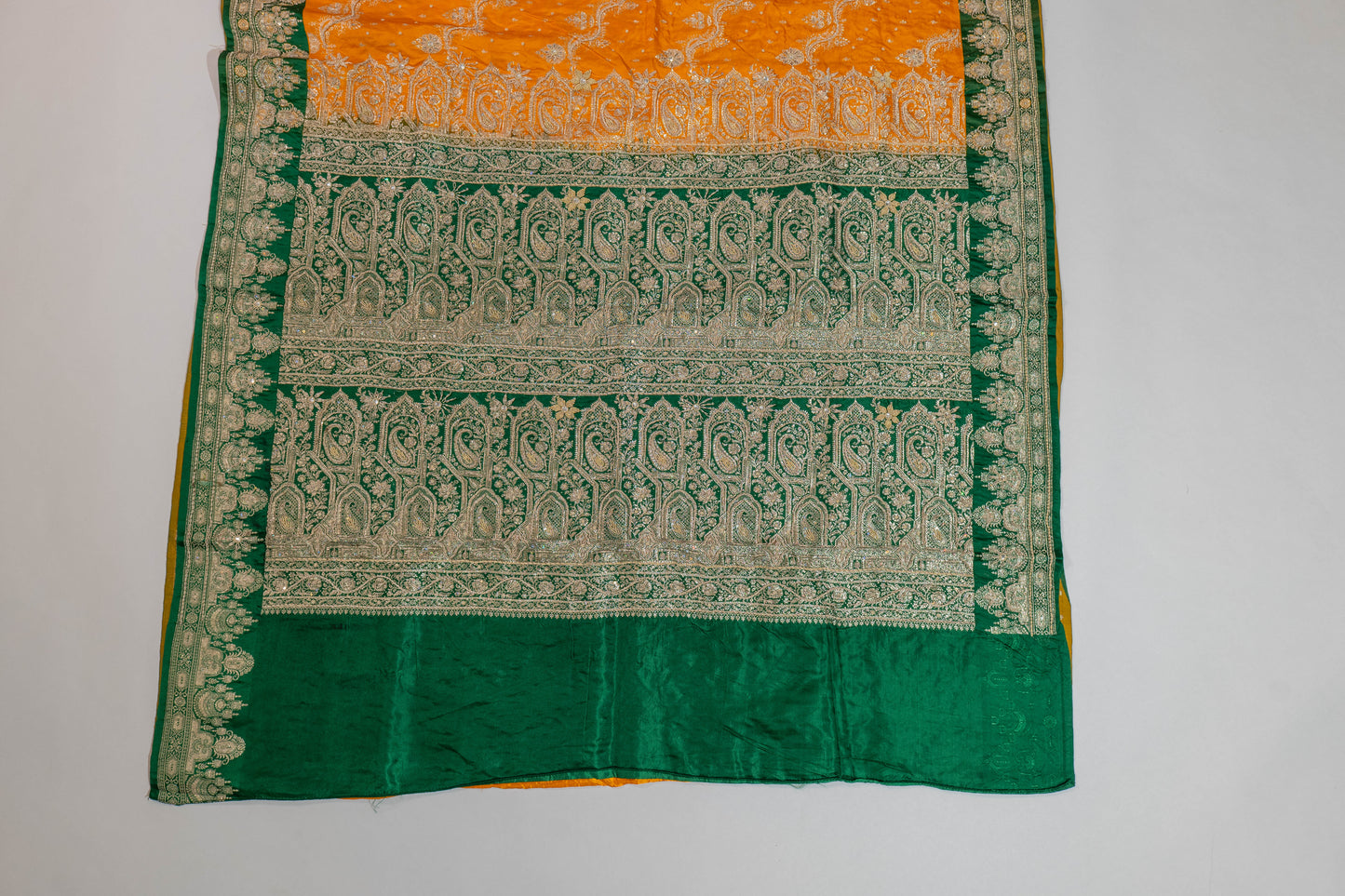 Durgamapaha~Yellow Green Banarsee Saree