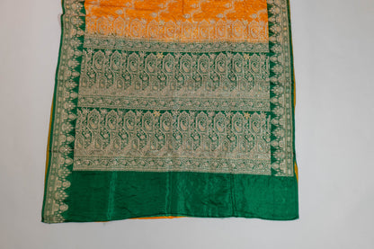 Durgamapaha~Yellow Green Banarsee Saree