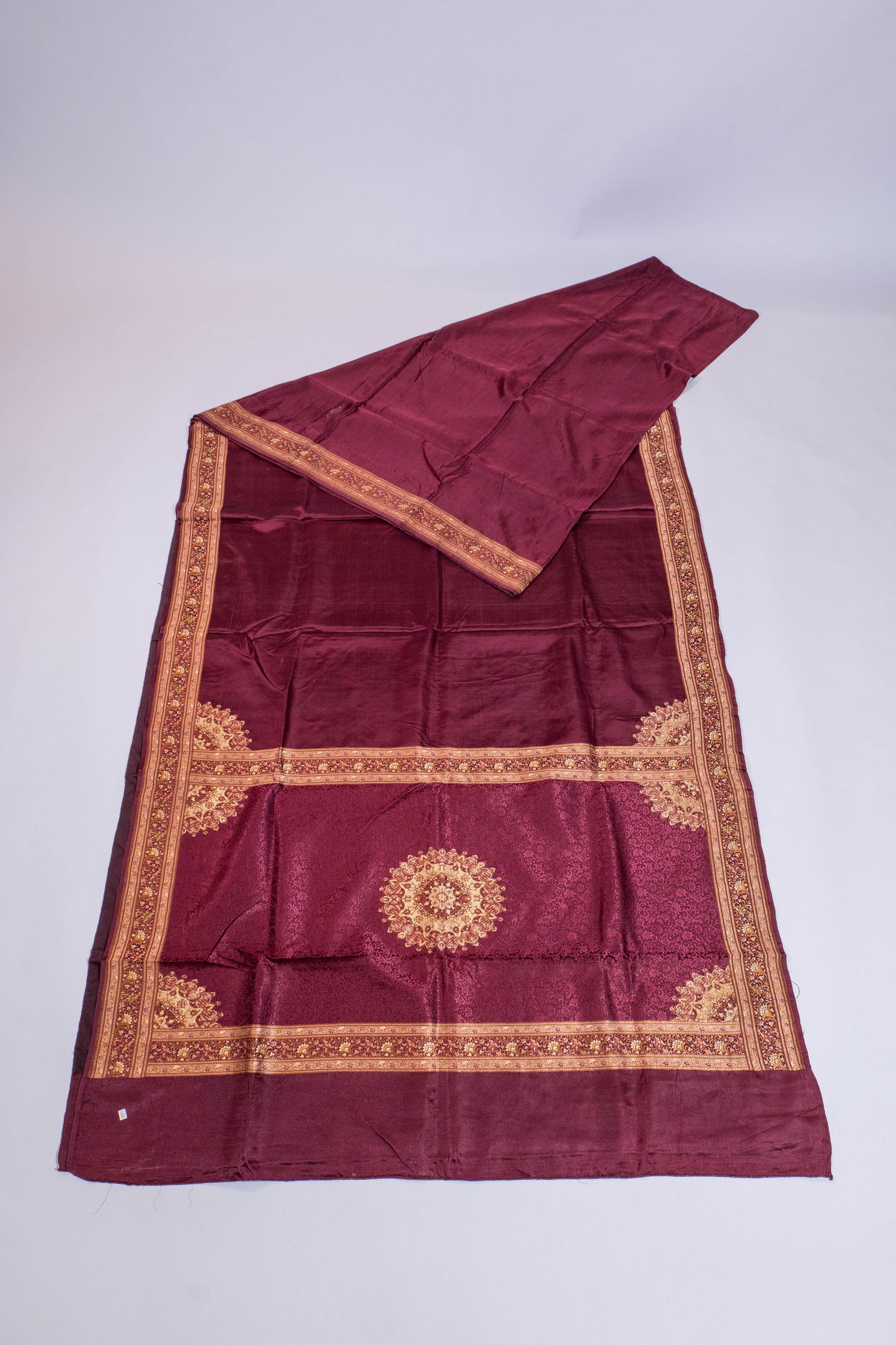 Durgamya~Resham Banarsee Saree with Koniya Motifs, Dark Maroon shade