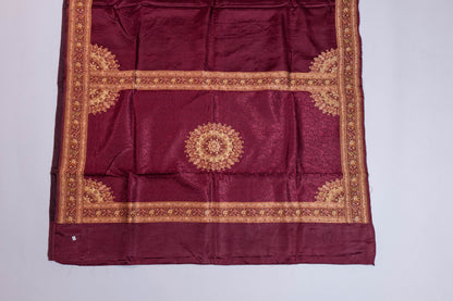 Durgamya~Resham Banarsee Saree with Koniya Motifs, Dark Maroon shade
