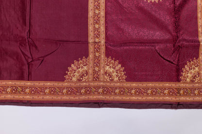 Durgamya~Resham Banarsee Saree with Koniya Motifs, Dark Maroon shade