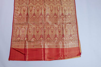Chakri~Reddish Golden Tanchoi Banarsee Saree