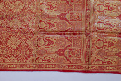 Chakri~Reddish Golden Tanchoi Banarsee Saree