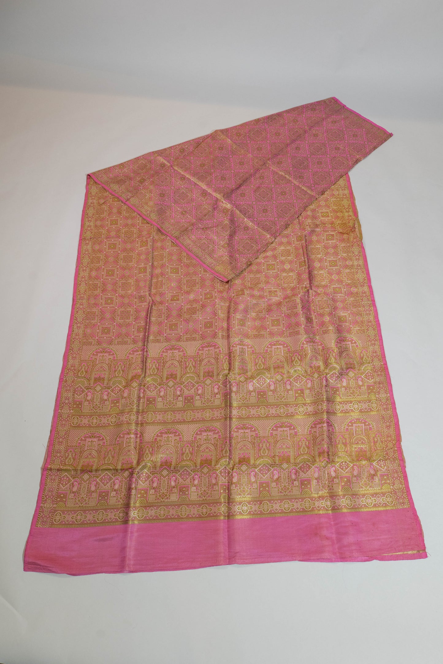 Apramey~Pink Resham Banarsee Saree