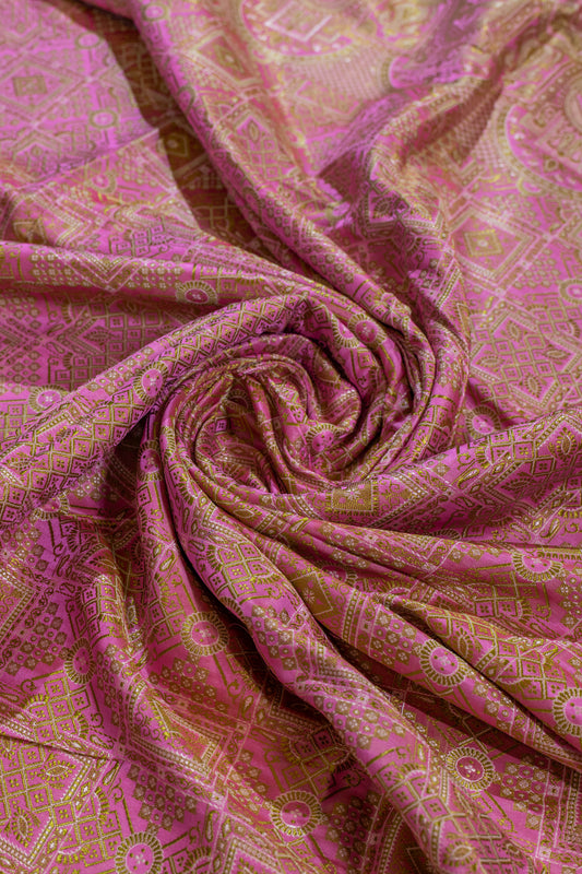 Apramey~Pink Resham Banarsee Saree