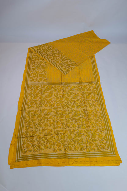Anantjeet~Yellow Nakshi Kantha Saree