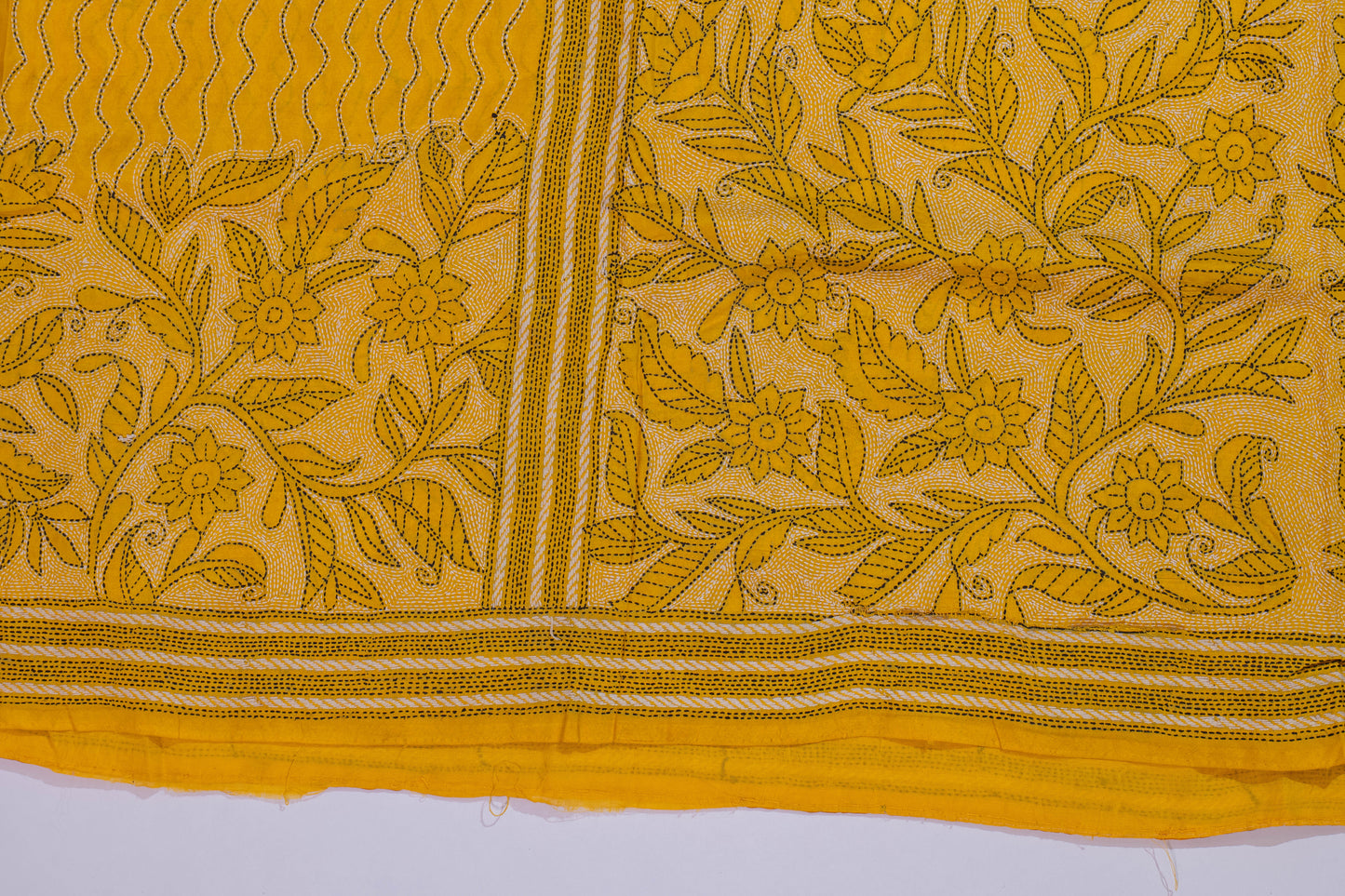 Anantjeet~Yellow Nakshi Kantha Saree