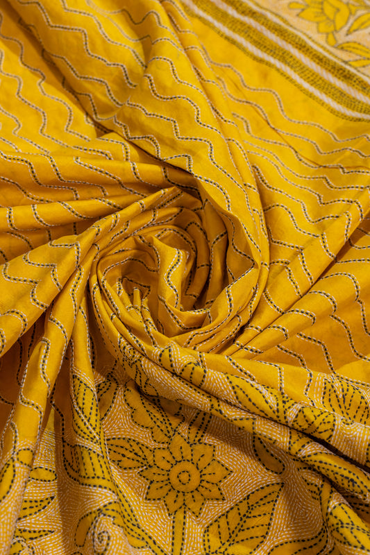 Anantjeet~Yellow Nakshi Kantha Saree