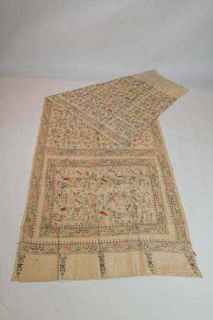 Aatmvaan~Kantha Pure Tussar Silk Saree