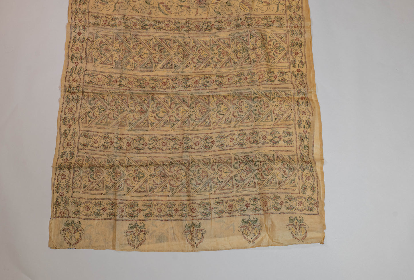 Aadityay~Kantha Goldenish Pure Tussar Silk Saree