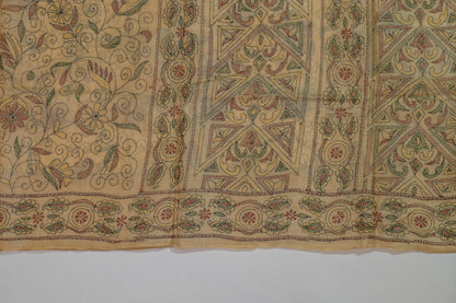 Aadityay~Kantha Goldenish Pure Tussar Silk Saree