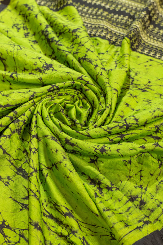 Hima~Batik & Kantha Pure Crepe Silk Saree