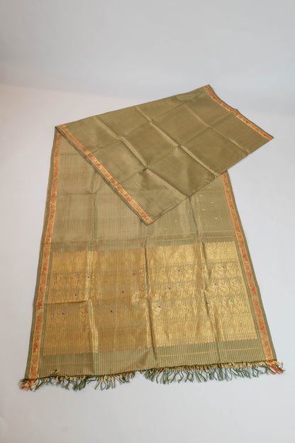Durgmapaha~Pista Green Pure Silk Kanjivaram Saree