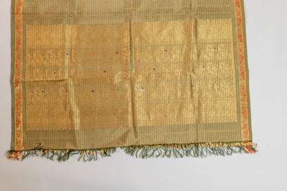 Durgmapaha~Pista Green Pure Silk Kanjivaram Saree