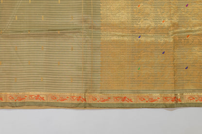 Durgmapaha~Pista Green Pure Silk Kanjivaram Saree