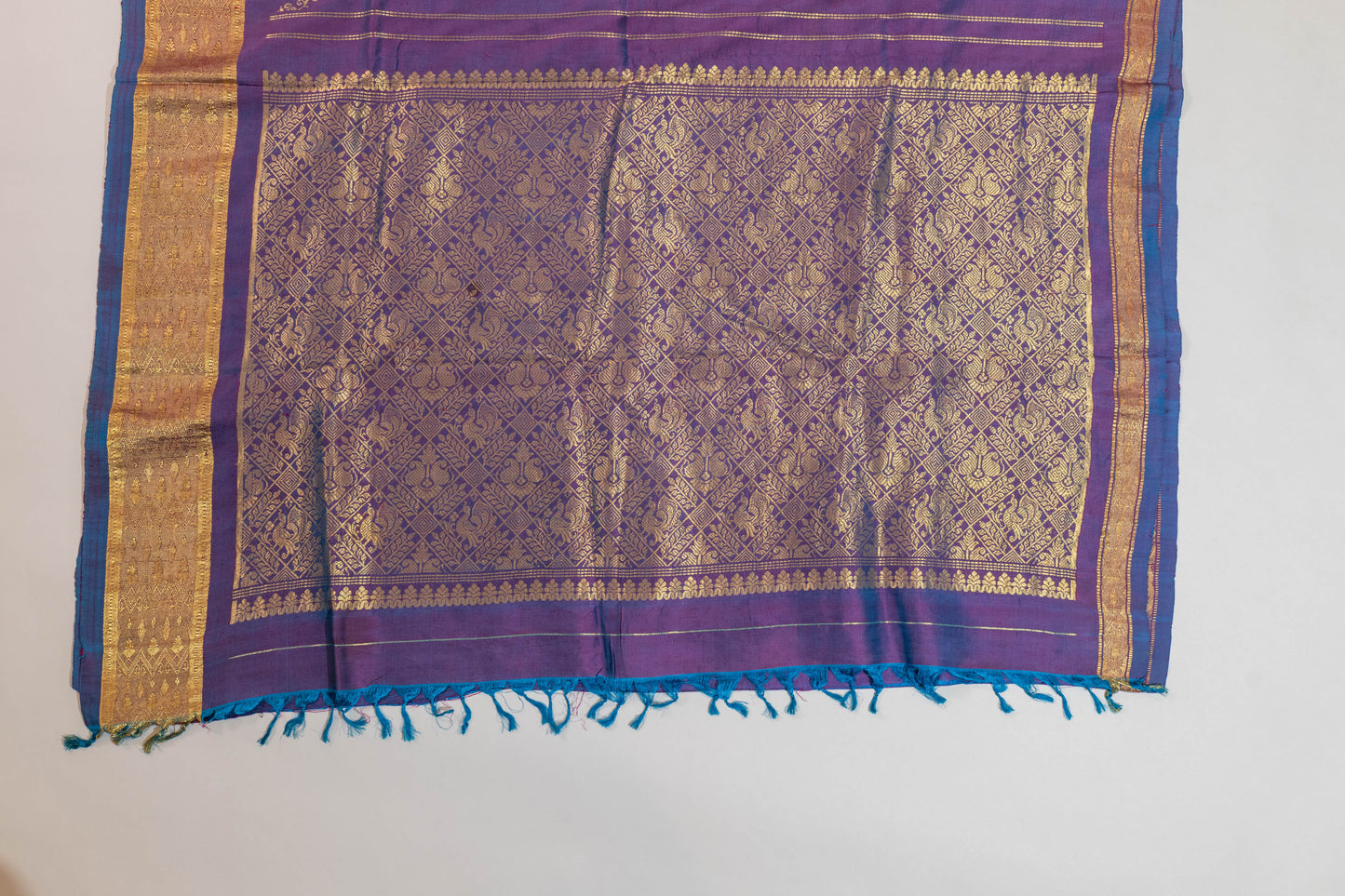 Durgamaloka~Bluish Lilac Pure Silk Kanjivaram Saree