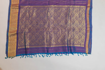 Durgamaloka~Bluish Lilac Pure Silk Kanjivaram Saree