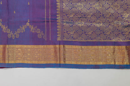 Durgamaloka~Bluish Lilac Pure Silk Kanjivaram Saree