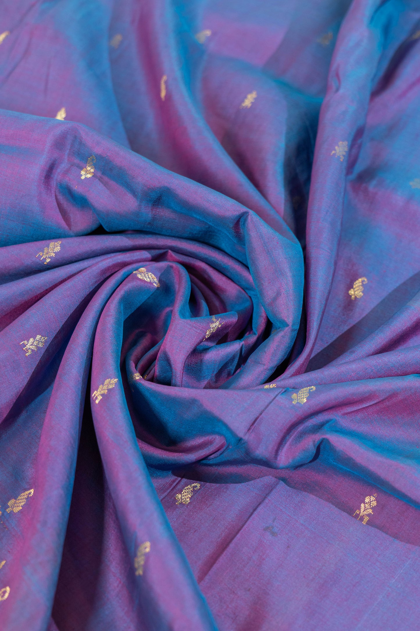 Durgamaloka~Bluish Lilac Pure Silk Kanjivaram Saree