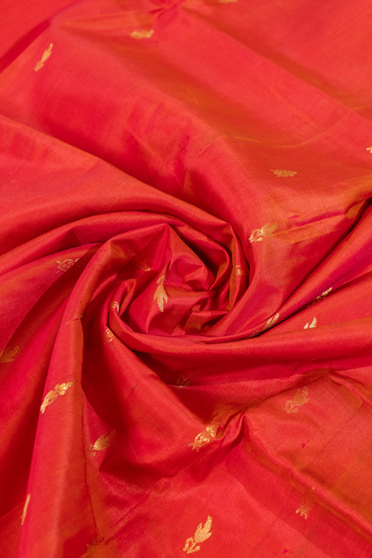 Subhaga~Korvai Pure Silk Kanjivaram Saree Red Maroon