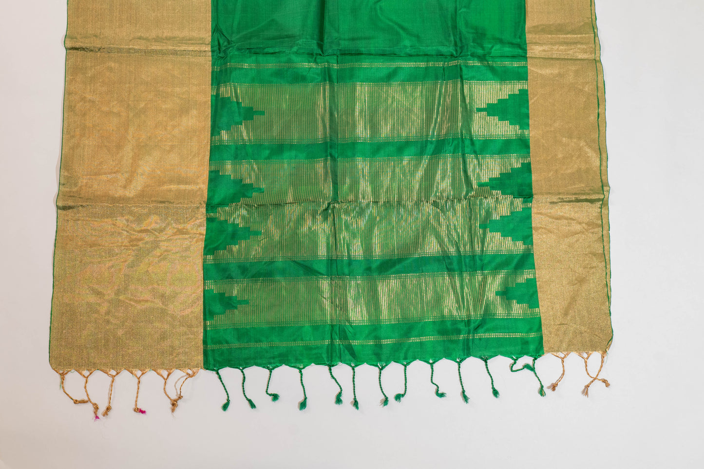 Durgamvidya~Green Golden Pure Silk Kanjivaram Saree